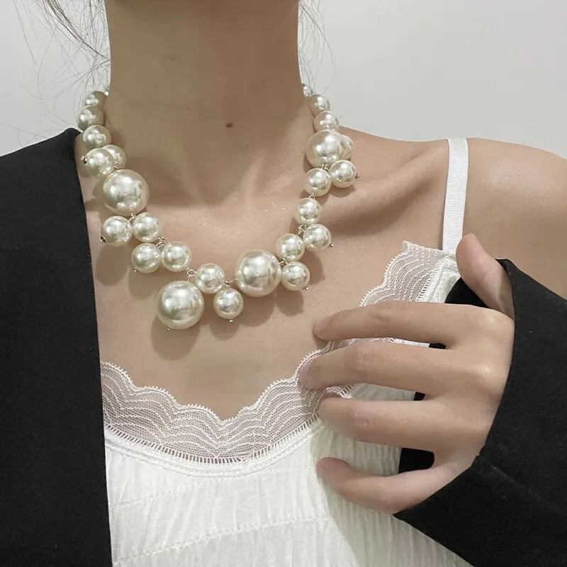 Elegante Imitation Perle frauen Halskette Große Perlen Perlen Choker Halsketten Party Hochzeit Braut Halskette Schmuck Mädchen Geschenke