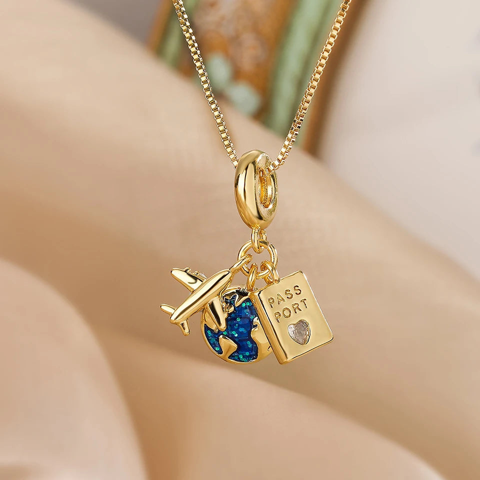Licht Luxus Titan Stahl Stern Serie Halskette für Frauen Gold Farbe Planet Mond Astronaut Anhänger Halsketten Schmuck Geschenke