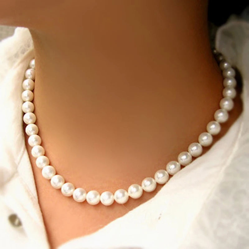 Mode Elegante Weiße Imitation Perle Halskette Für Frauen Männer Hochzeit Bankett Halsketten Vintage Handgemachten Schmuck Geschenk