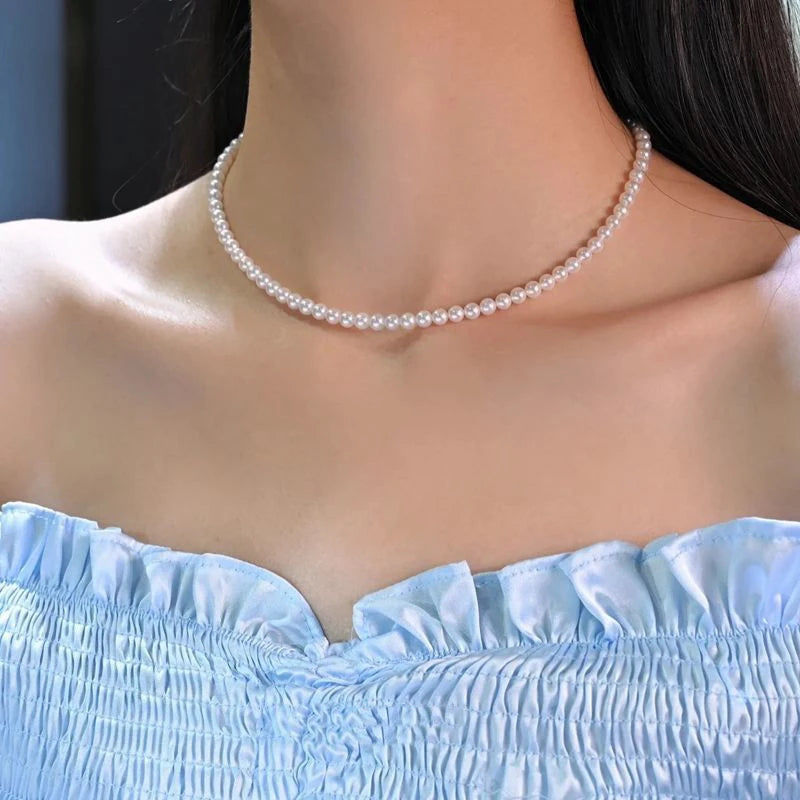 Mode Elegante Weiße Imitation Perle Halskette Für Frauen Männer Hochzeit Bankett Halsketten Vintage Handgemachten Schmuck Geschenk