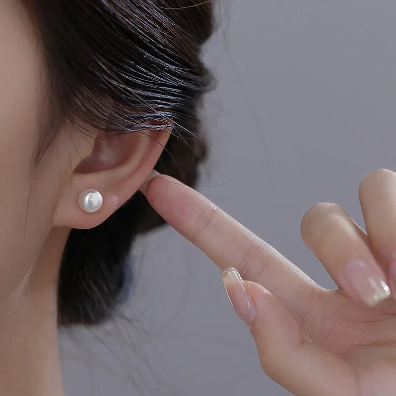 S925 Sterling Silber Retro Perle Schraube Gewinde Runde Perle Stud Ohrringe für Frauen Edlen Schmuck Hohe Luxus Vintage Zubehör