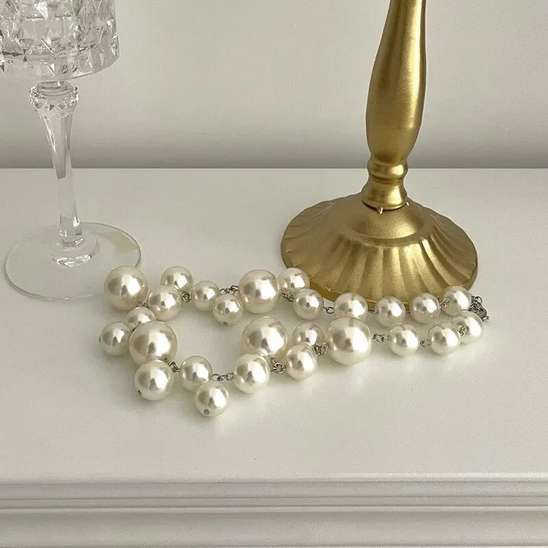 Elegante Imitation Perle frauen Halskette Große Perlen Perlen Choker Halsketten Party Hochzeit Braut Halskette Schmuck Mädchen Geschenke