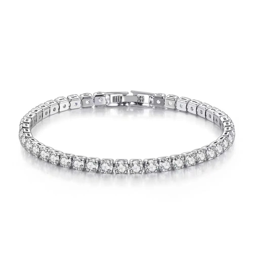 Lihong S925 Sterling Silber Armband Zirkonia Tennisball Frauen Mode einfache Verlobung Hochzeit Charme Schmuck 4mm 16-20cm