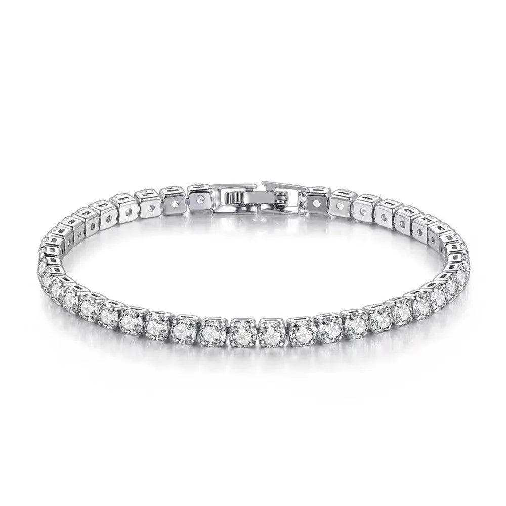 Lihong S925 Sterling Silber Armband Zirkonia Tennisball Frauen Mode einfache Verlobung Hochzeit Charme Schmuck 4mm 16-20cm