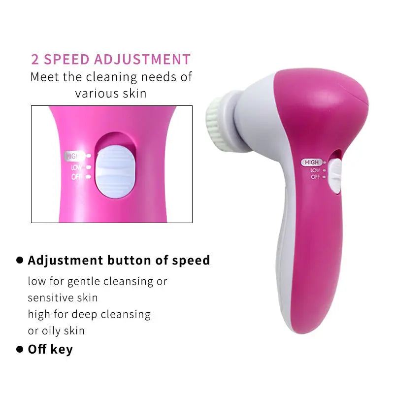 Elektrischer Gesichtsreiniger, 5-in-1, Gesichtsreinigungsbürste, Waschmaschine, Spa, Hautpflege, Massagegerät, Mitesser-Reinigung, Gesichtsreiniger-Werkzeuge