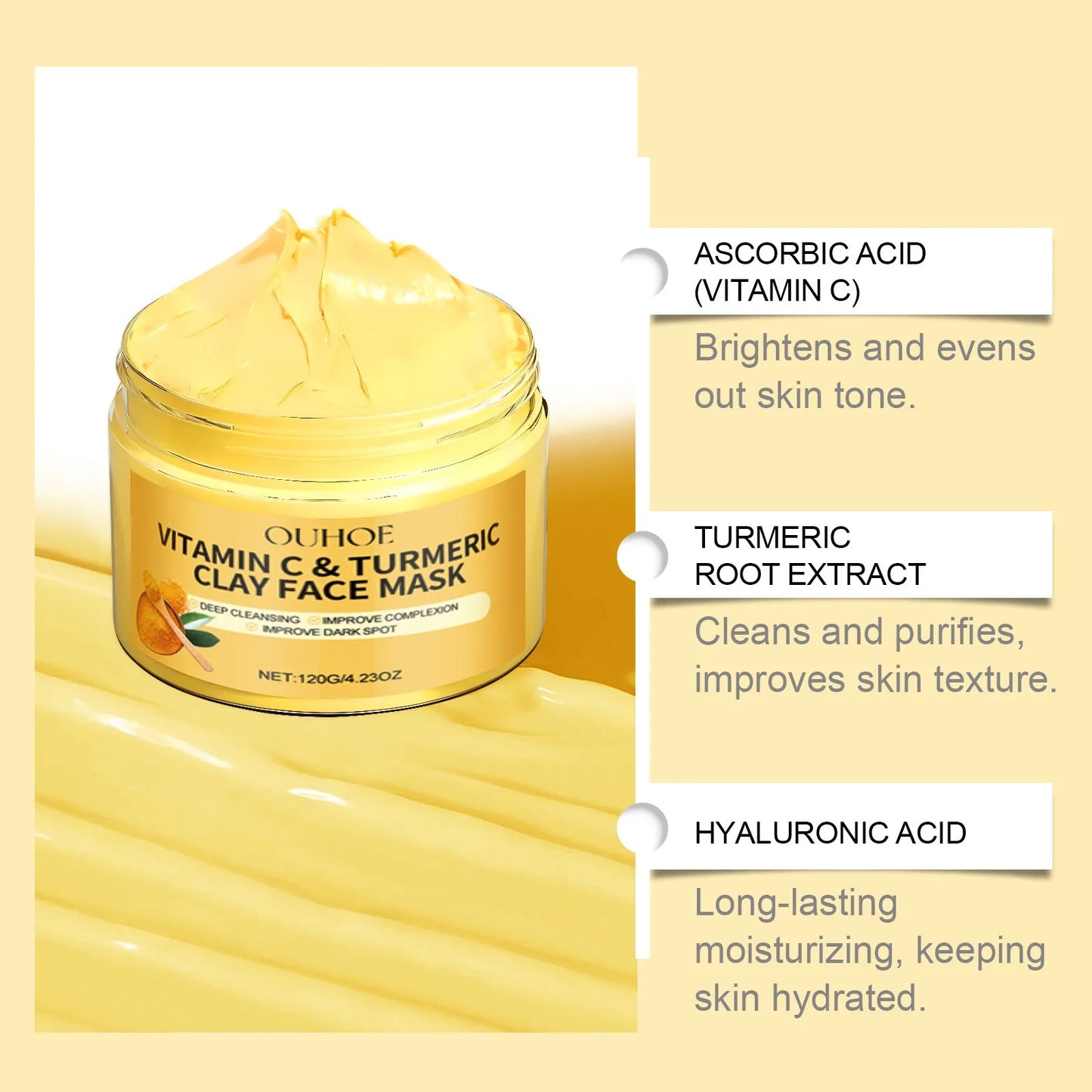 Vitamin C Peeling-Gesichtsmaske Kurkuma Peeling-Gesichtsmaske Verbessern Sie die Poren Tiefenreinigung Gesichtsmaske Gesichtsmaske auftragen