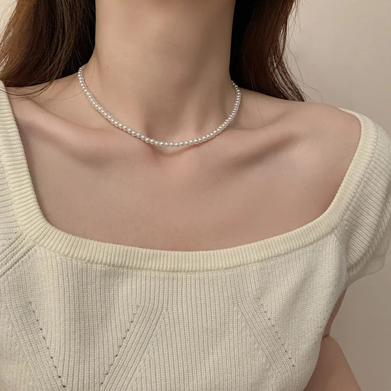 Mode Elegante Weiße Imitation Perle Halskette Für Frauen Männer Hochzeit Bankett Halsketten Vintage Handgemachten Schmuck Geschenk