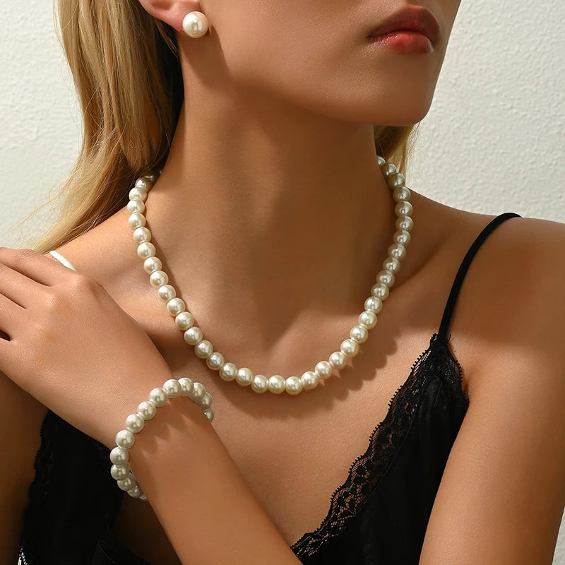 Mode Elegante Weiße Imitation Perle Halskette Für Frauen Männer Hochzeit Bankett Halsketten Vintage Handgemachten Schmuck Geschenk