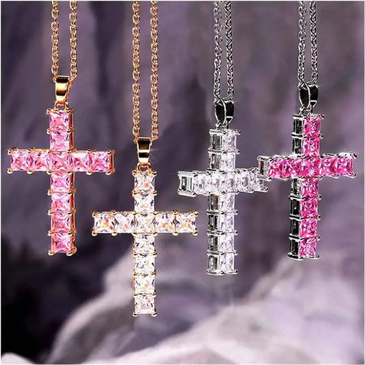 Neue Mode Halsketten Weibliche Anhänger Gold Multi Farbe Kristall Jesus Kreuz Anhänger Für Frauen Halskette Party Freizeit Schmuck