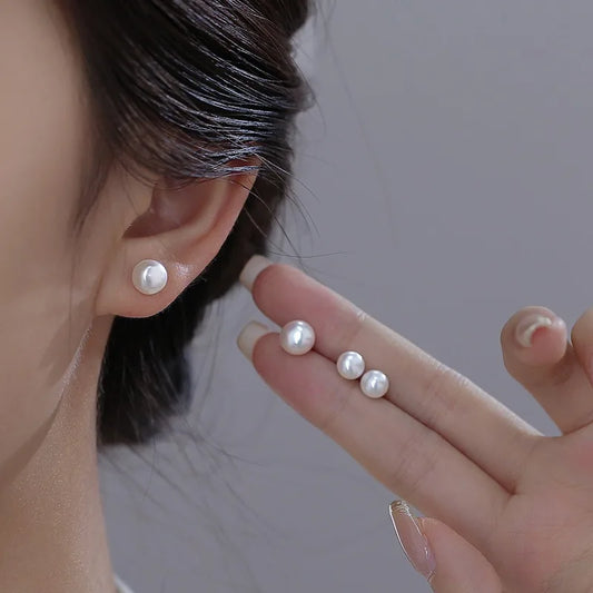 S925 Sterling Silber Retro Perle Schraube Gewinde Runde Perle Stud Ohrringe für Frauen Edlen Schmuck Hohe Luxus Vintage Zubehör