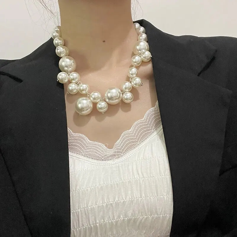 Elegante Imitation Perle frauen Halskette Große Perlen Perlen Choker Halsketten Party Hochzeit Braut Halskette Schmuck Mädchen Geschenke