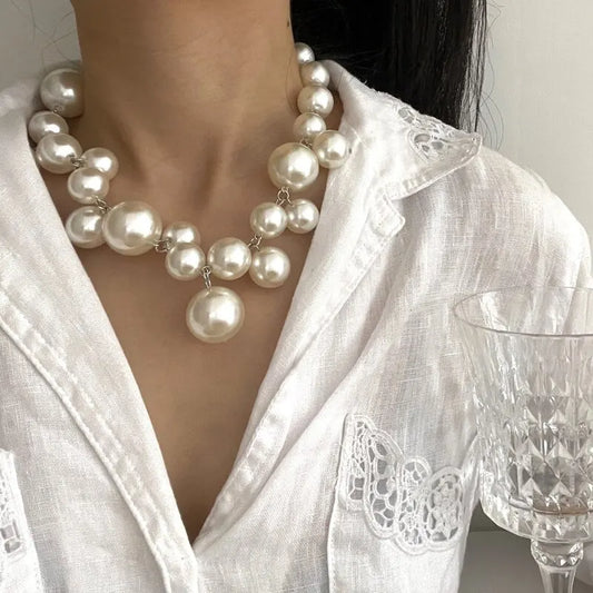 Elegante Imitation Perle frauen Halskette Große Perlen Perlen Choker Halsketten Party Hochzeit Braut Halskette Schmuck Mädchen Geschenke