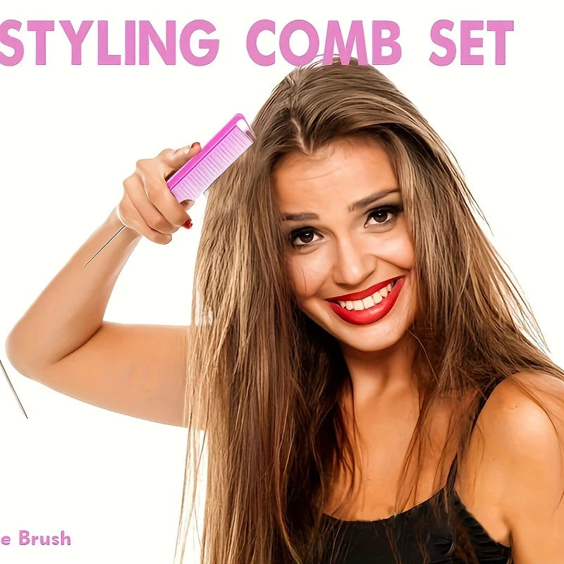 8-teiliges Haarstyling-Set, 6,76-Unzen-Sprühflasche und Nylonhaarbürste, Mausschwanzkamm, Haarbürste mit Kantensteuerung und Haarschwanzwerkzeug