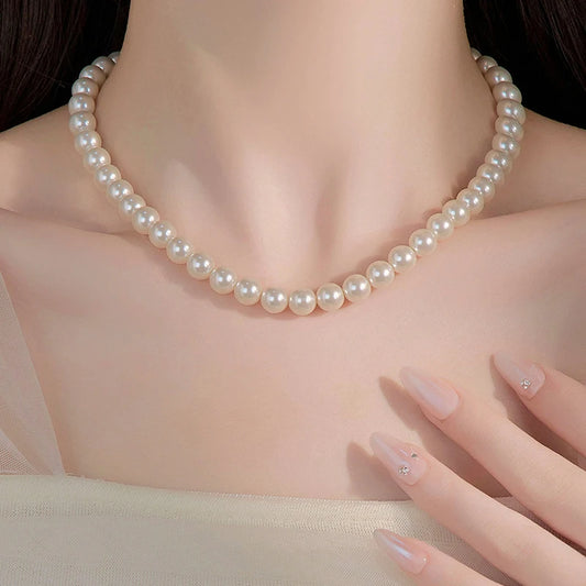 Mode Elegante Weiße Imitation Perle Halskette Für Frauen Männer Hochzeit Bankett Halsketten Vintage Handgemachten Schmuck Geschenk